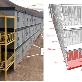 Proyecto de Estabilidad Estructural Edificio de 3 niveles en base a contenedores, Minera Caserones