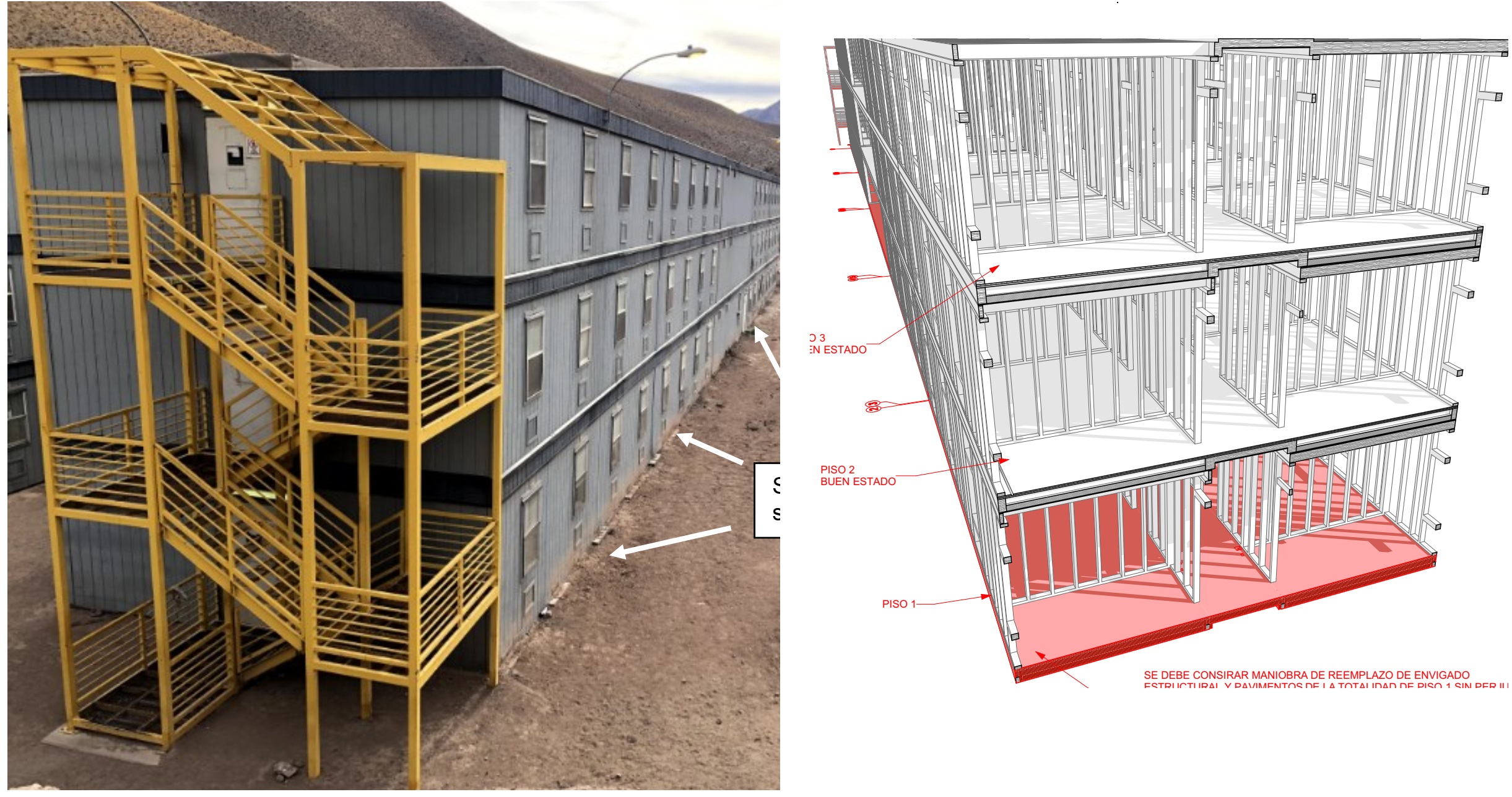 Proyecto de Estabilidad Estructural Edificio de 3 niveles en base a contenedores, Minera Caserones